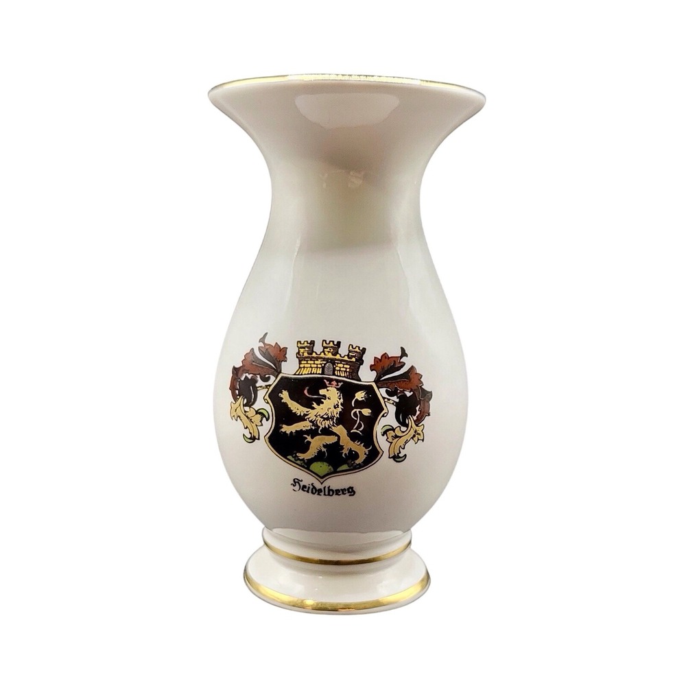 Vintage Porcelain Mini Bud‎ Vase Heidelberg Lion Made In Germany